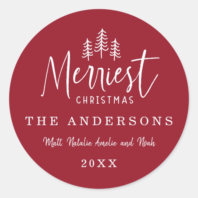 modern minimal rustic multi photo classic round sticker (Front)