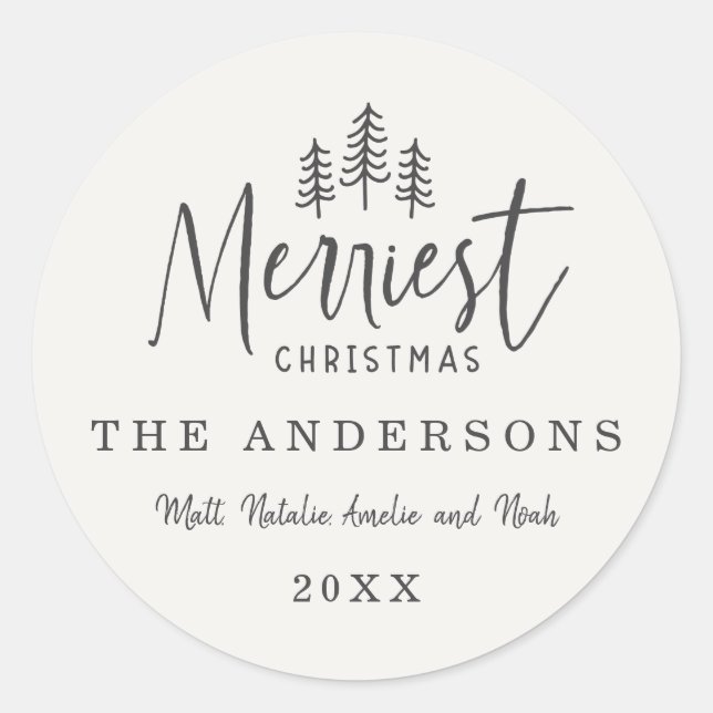 modern minimal rustic multi photo classic round sticker (Front)