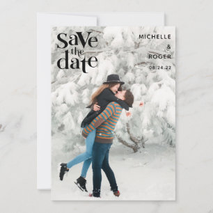 modern minimal rustic photo Save The Date Card