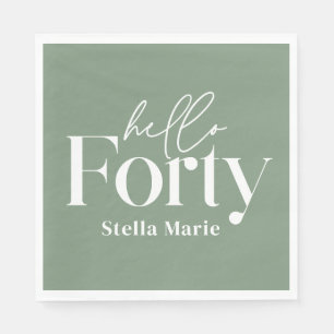 Modern minimal sage green 40th birthday decor napkin