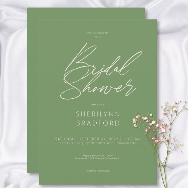 Modern Minimal Sage Green Bridal Shower Invitation (Modern Minimal Sage Green Bridal Shower Invitation)