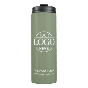 Modern Minimal Sage Green Company Business Logo Thermal Tumbler