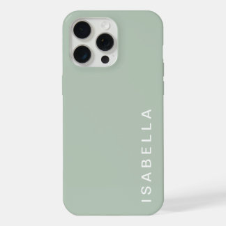Modern Minimal Sage Green Personalised Name iPhone 15 Pro Max Case