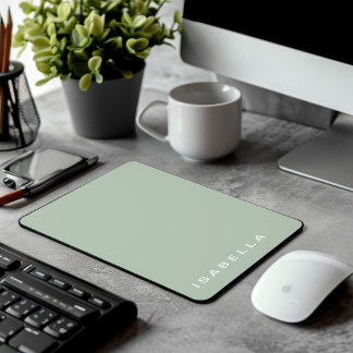 Modern Minimal Sage Green Personalised Name Mouse Mat