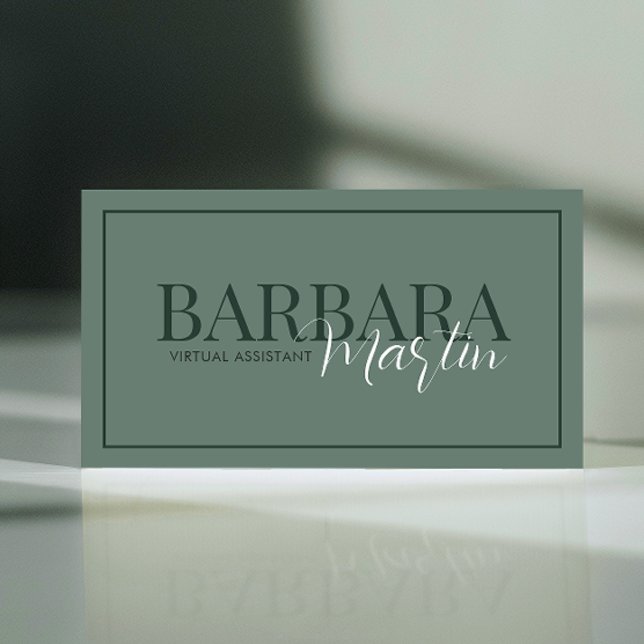 Modern Minimal Sage Green QR Code  Business Card (Creator Uploaded)