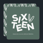 Modern minimal sage green typography 16th birthday invitation<br><div class="desc">Modern minimal bold typography 16th birthday eucalyptus sage green and white party invitation.</div>