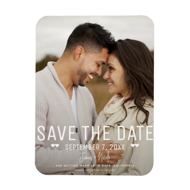 Modern Minimal Save the Date Wedding Photo Magnet (Vertical)