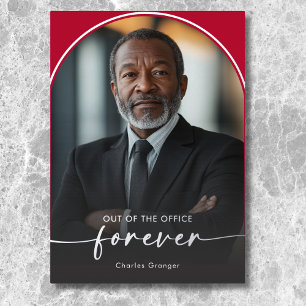 Modern Minimal Scarlet Red Retirement Party