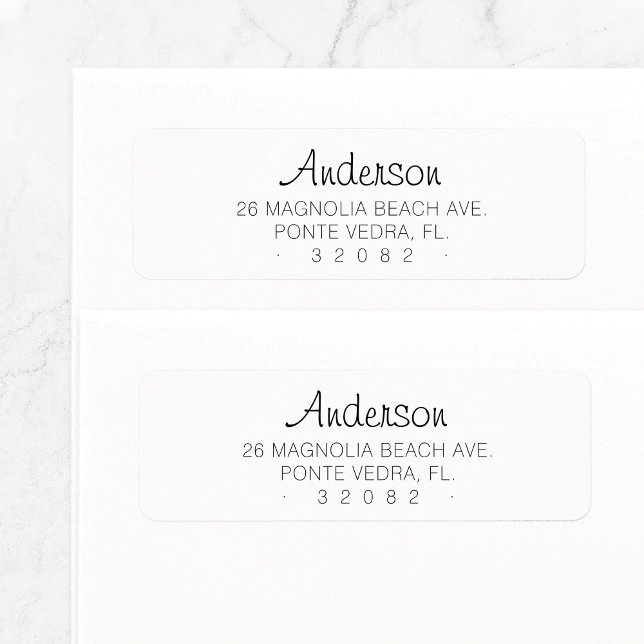 Modern Minimal Script 04 | Return Address Label (Modern handlettered name minimal basic font mix return address label design in black and white.)