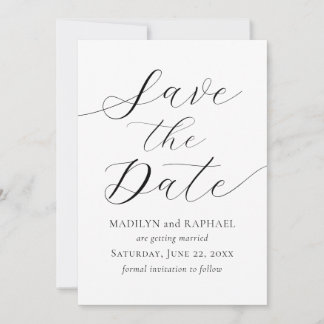 Modern Minimal Script Add Photo Save The Date Card