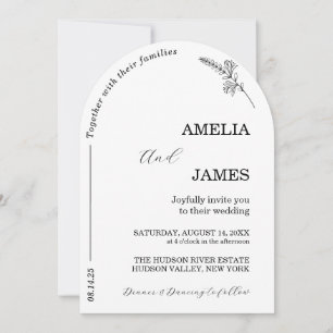 Modern Minimal Script Arch Photo Wedding Invitation