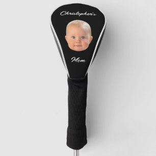 Modern Minimal Script Baby Face Photo Mum Gift Golf Head Cover