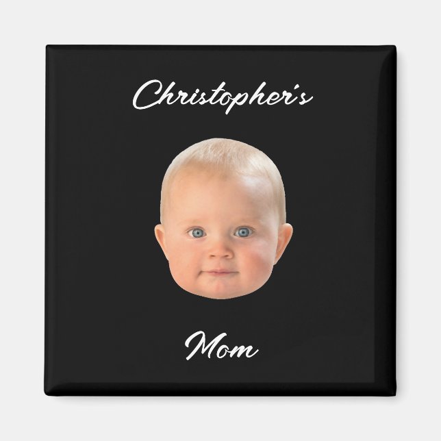 Modern Minimal Script Baby Face Photo Mum Gift  Magnet (Front)