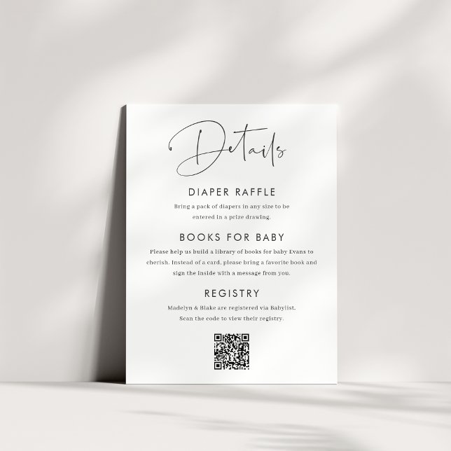 Modern Minimal Script Baby Shower Enclosure Card (Creator Uploaded)