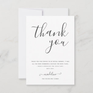 Modern Minimal Script Bridal Shower  Thank You Card