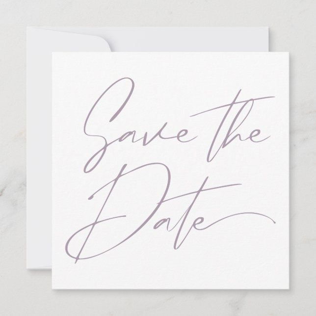 Modern Minimal Script Calligraphy Blush Pink Rosé Save The Date (Front)
