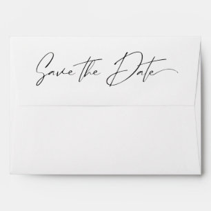 Modern Minimal Script Calligraphy Save the Date  Envelope