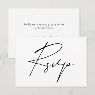 Modern Minimal Script Calligraphy Wedding Online RSVP Card