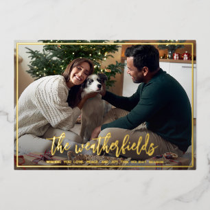 Modern Minimal Script Christmas Gold Foil Holiday Card