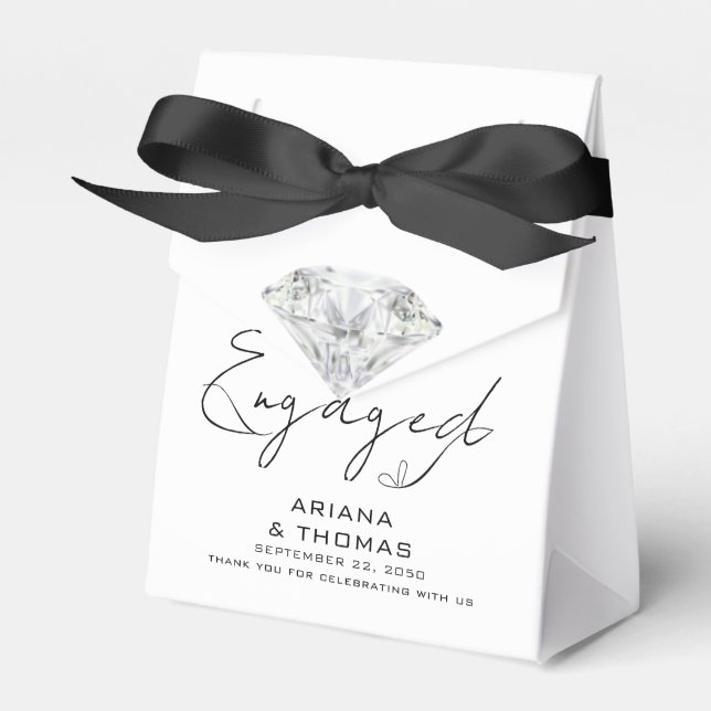 Modern Minimal Script Engagement Party Favour Box (Front Side)
