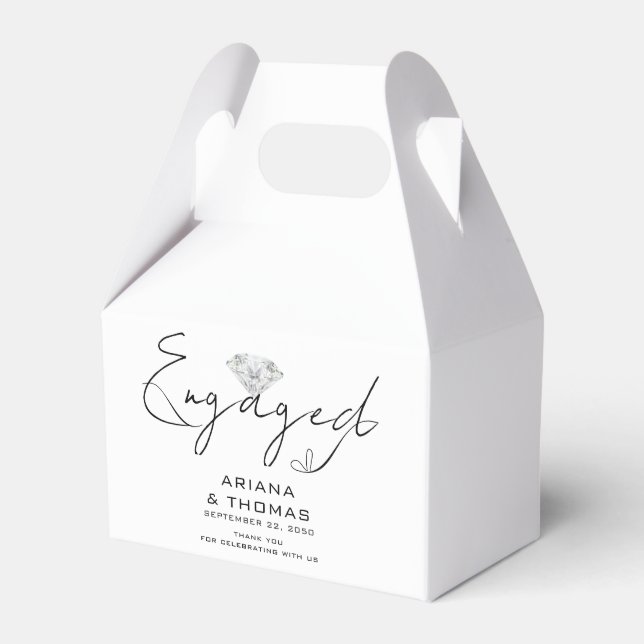 Modern Minimal Script Engagement Party Favour Box (Front Side)