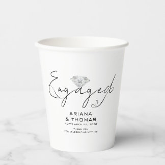 Modern Minimal Script Engagement Party Paper Cups