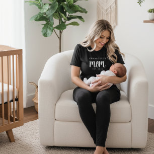 Modern Minimal Script Established Mum Custom Name T-Shirt