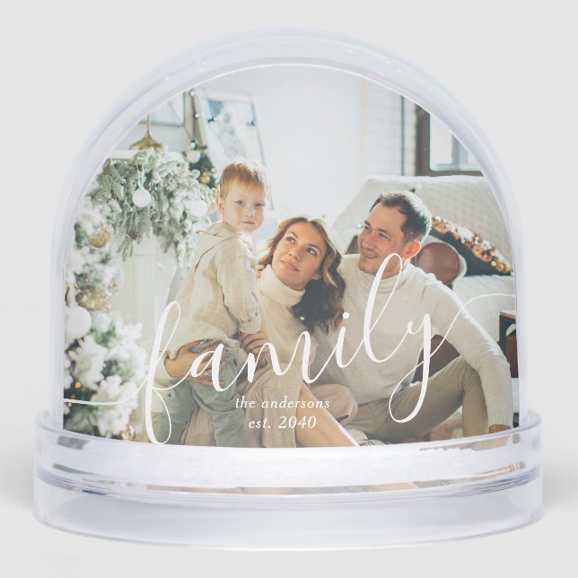 Modern Minimal Script Family 2 Photo Snowglobe (Front)