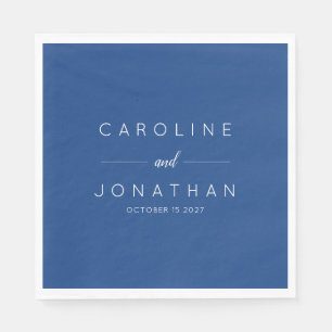 Modern Minimal Script French Blue Custom Wedding Napkin