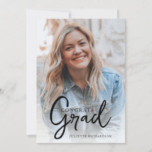 Modern Minimal Script Graduation Photo Announcement