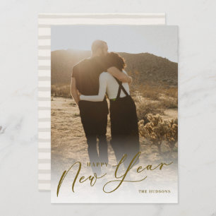 Modern Minimal Script Happy New Year Photo Holiday