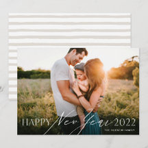 Modern Minimal Script Happy New Year Photo Holiday