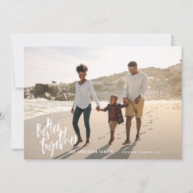 Modern minimal script holiday photo card (Front)