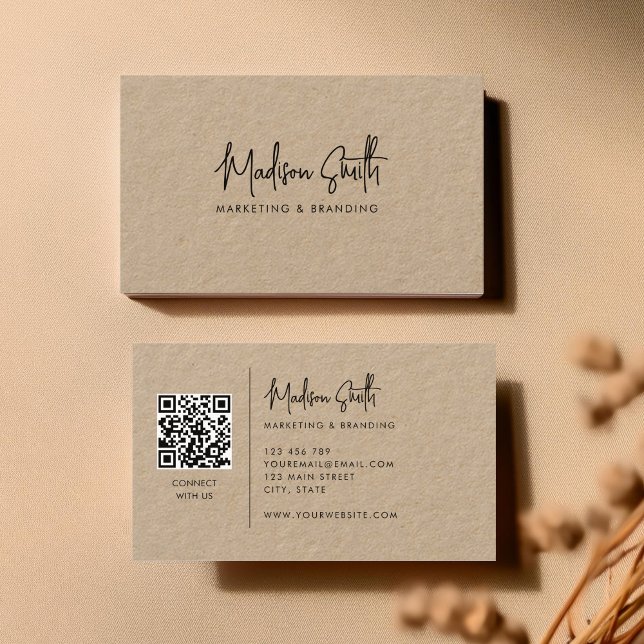 Modern Minimal Script Kraft Business Card (Creator Uploaded)