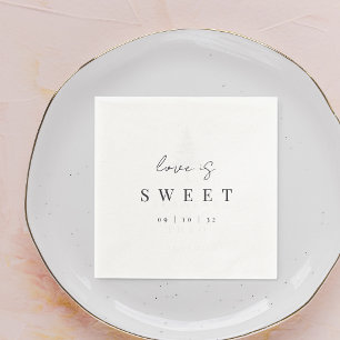 Modern Minimal Script Love is Sweet Wedding Napkin