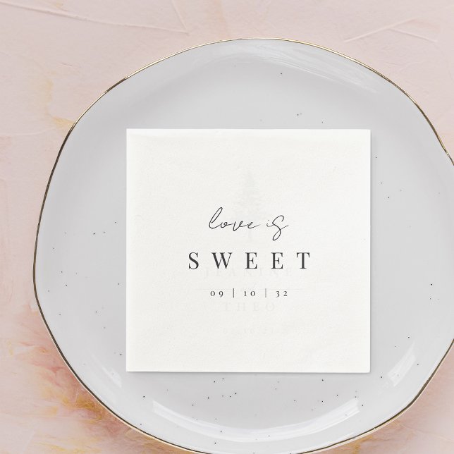 Modern Minimal Script Love is Sweet Wedding Napkin (Creator Uploaded)