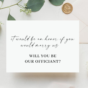 Modern Minimal Script Officiant Proposal Card