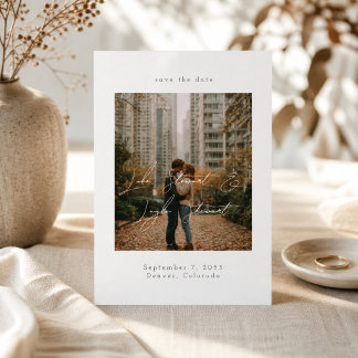 Modern Minimal Script Over Photo Wedding  Save The Date