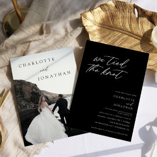 Modern Minimal Script Photo Elopement Wedding Invitation