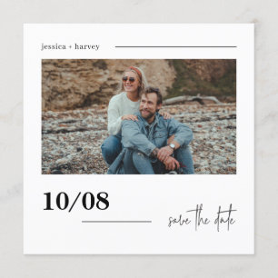 Modern Minimal Script Photo Save The Date Invitation