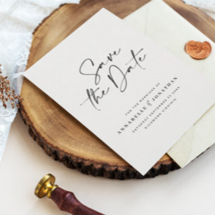 Modern minimal script photo simple wedding save the date