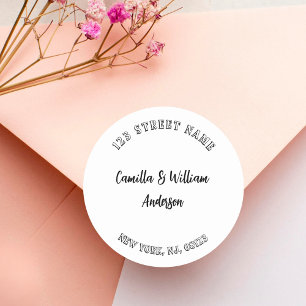 Modern minimal script return address classic round sticker