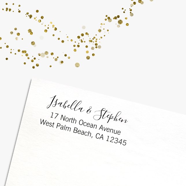 Modern Minimal Script Return Address Couples Rubber Stamp (Creator Uploaded)