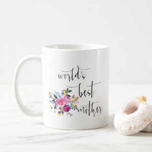 Modern Minimal Script Roses World's Best Mother Coffee Mug