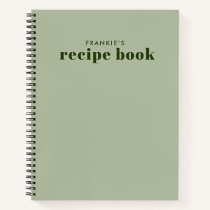 Modern Minimal Script Sage Green Cooking Recipe Notebook
