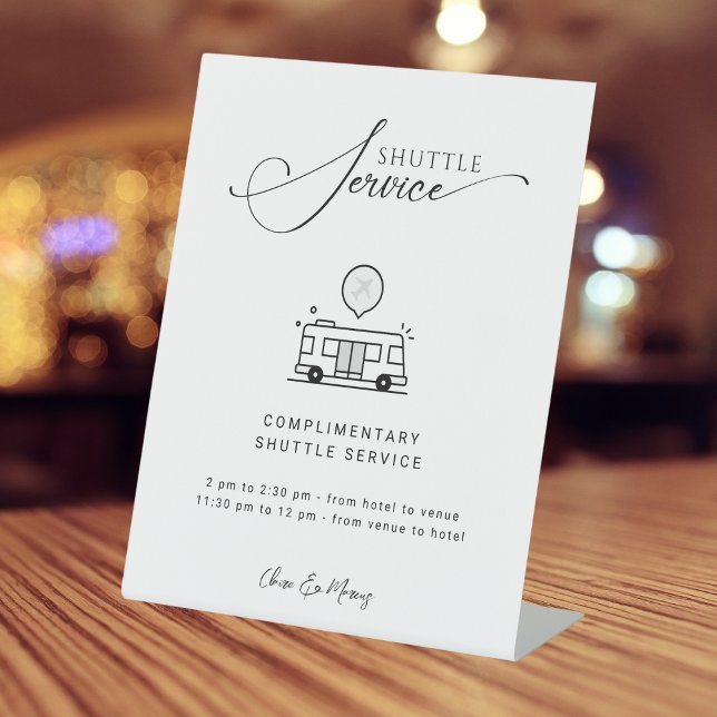 Modern Minimal Script Shuttle Service Wedding Sign (Creator Uploaded)