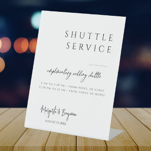 Modern Minimal Script Shuttle Service Wedding Sign