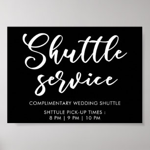 Modern Minimal Script Shuttle Service Wedding Sign
