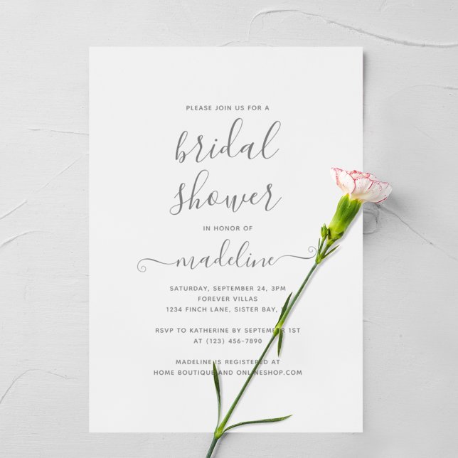 Modern Minimal Script Typography Bridal Shower Invitation (Creator Uploaded)