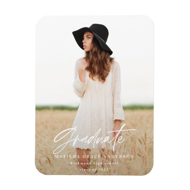 Modern minimal script typography graduation magnet (Vertical)